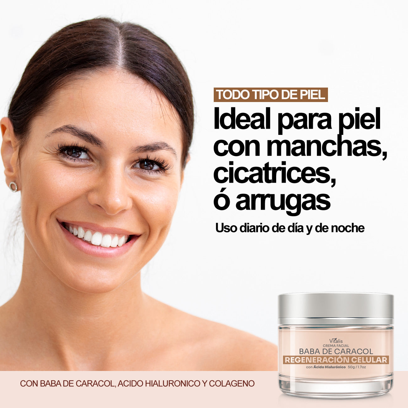 Pack de 2 Crema Vitalis baba de caracol y acido hialurónico