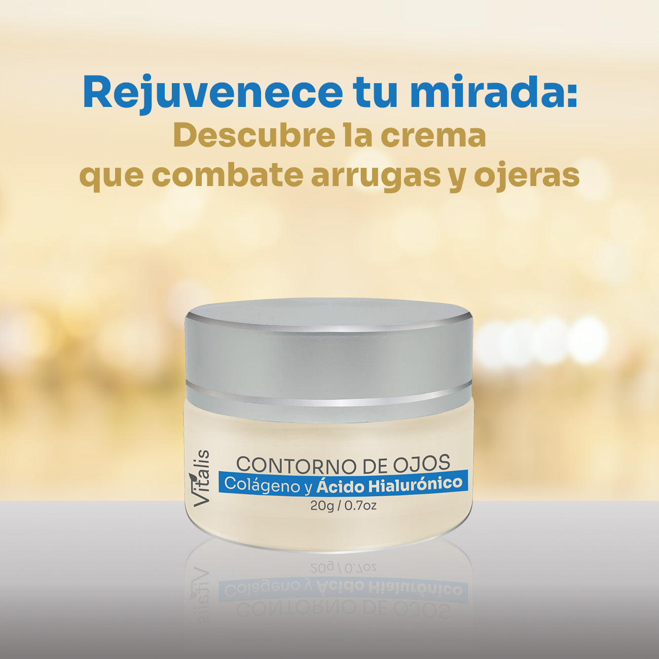 Vitalis crema contorno de ojos: Acido hialurónico +baba de caracol +Colageno, antiarrugas, ojeras, bolsas