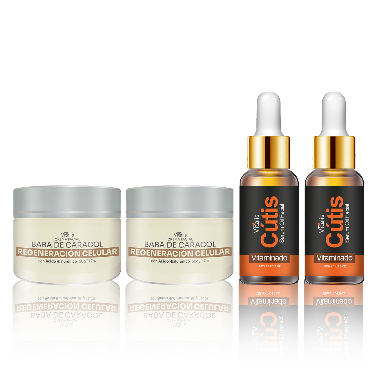 Kit Facial: 2 Crema Acido Hialurónico + 2 Serum Vitamina C