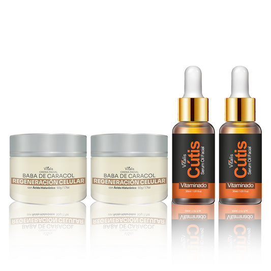 Kit Facial: 2 Crema Acido Hialurónico + 2 Serum Vitamina C